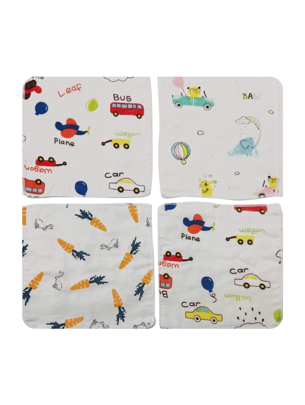 11 in x11 in Hand Towels 12 Pieces with Cartoon Print and  Assorted Colors - 11*11 cm, 12