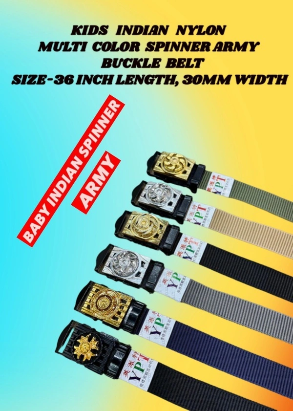 KIDS INDIAN NYLON MULTI COLOR SPINNER ARMY BUCKLE BELT SIZE-36 INC LENGTH 30MM WIDTH  - FREE SIEZE, 12
