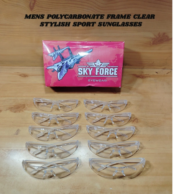 MENS POLYCARBONATE FRAME CLEAR STYLISH SPORT SUNGLASSES - FREE, 12