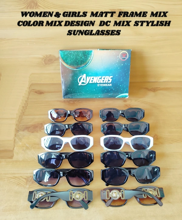 WOMEN AND GIRLS MATT FRAME MIX COLOR MIX DESIGN DC MIX STYLISH SUNGLASSES - FREE, 12