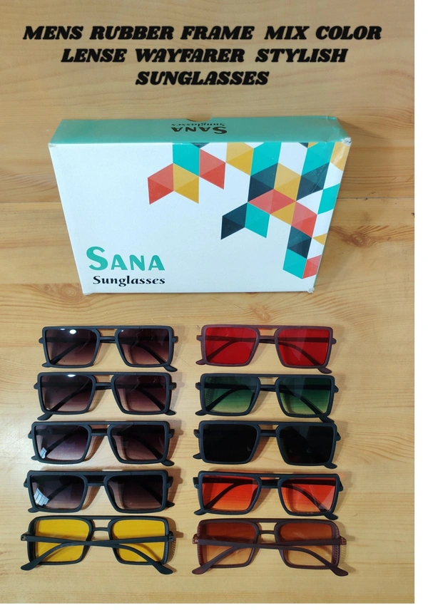 MENS RUBBER FRAME MULTI  COLOR DC WAYFARER STYLISH SUNGLASSES - FREE, 12