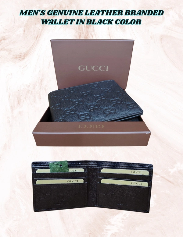 MENS GENUINE LEATHER BRANDED WALLET IN Black COLOR    - FREE, 6