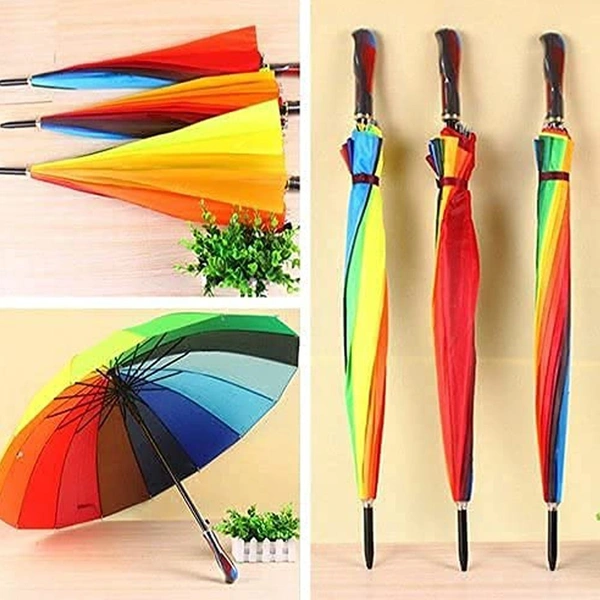 SINGLE FOLD BIG SIZE MANUAL OPEN RAINBOW  UMBRELLA PLAIN AND SOLID   SIZE -75CM  - FREE, 6