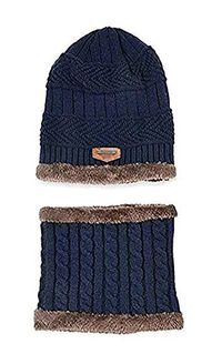 MEN WOOLEN CAP WITH NECK WARMER AND CAP WITH INSIDE FURR COLOR MIX COLOR PACK ONLY  - free, 6
