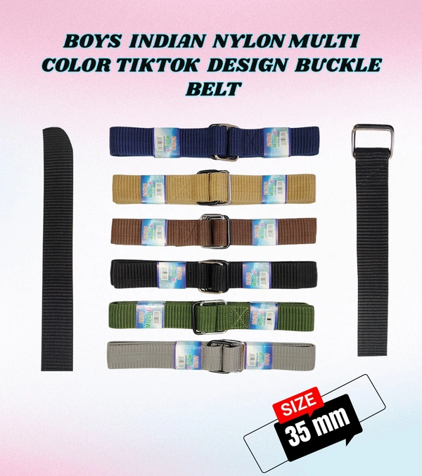 BOYS INDIAN NYLON MULTI COLOR TIK TOK DESIGN BUCKLE BELT  - FREE, 12
