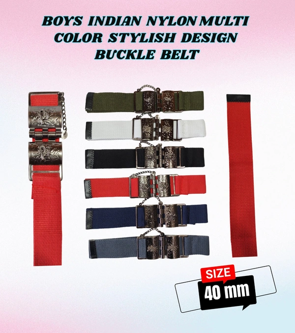 BOYS INDIAN NYLON MULTI COLOR STYLISH DESIGN BUCKLE BELT - FREE, 12