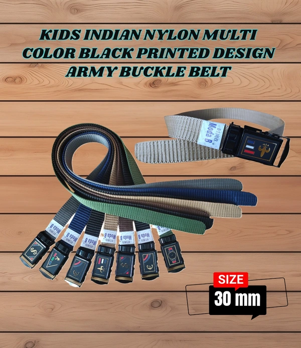 KIDS INDIAN NYLON MULTI COLOR WITH ARMY BUCKLE BELT  - SMALL, 12