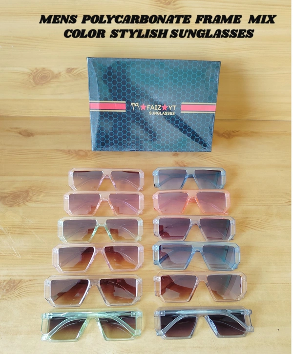 MENS POLYCARBONATE FRAME  MIX COLOR STYLISH SUNGLASSES  - FREE, 12