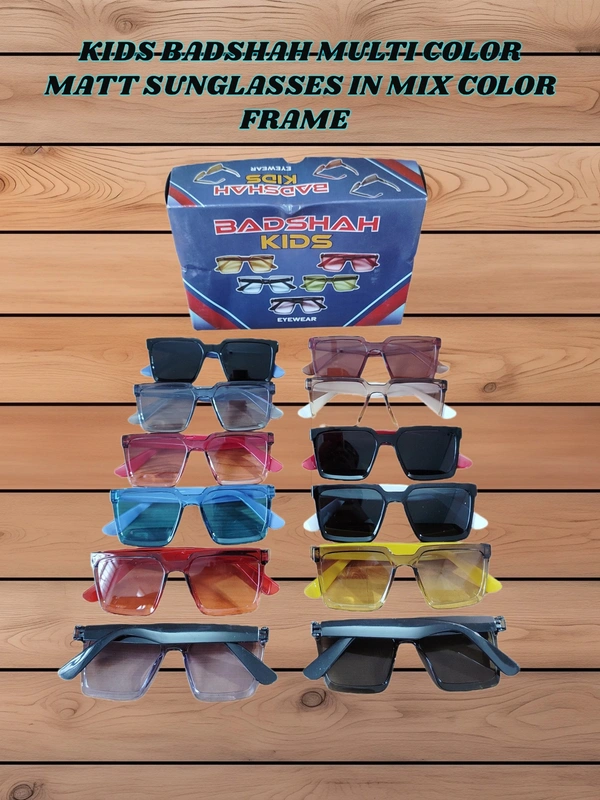 KIDS BADSHA MULTI COLOR MATT SUNGLASES IN MIX COLOR FRAME  - FREE SIZE, 12