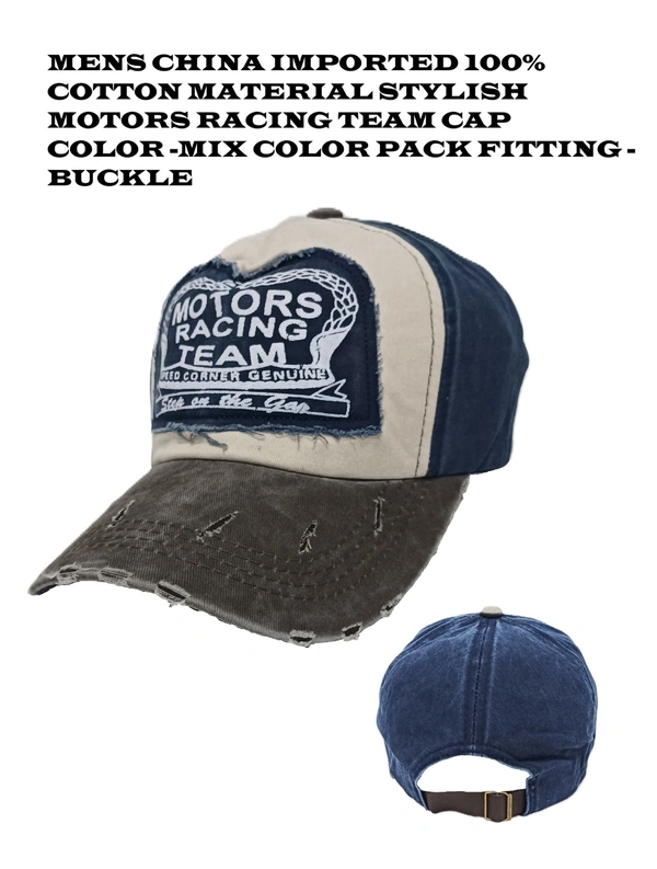 Mens China Imported 100% Cotton Material Stylish Motor Racing Team Cap Mix Color -Buckle  Fitting - 12
