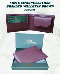 MENS GENUINE LEATHER BRANDED WALLET IN BLACK AND BROWN COLOR  - FREE, 6