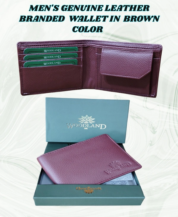 MENS GENUINE LEATHER BRANDED WALLET IN BLACK AND BROWN COLOR  - FREE, 6