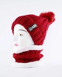 GIRLS& LADIES WOOLEN WITH NECK WARMER & CAP WITH INSIDE FURR COLOR - MULTI PRINTS & COLORS PACK ONLY - free, 6