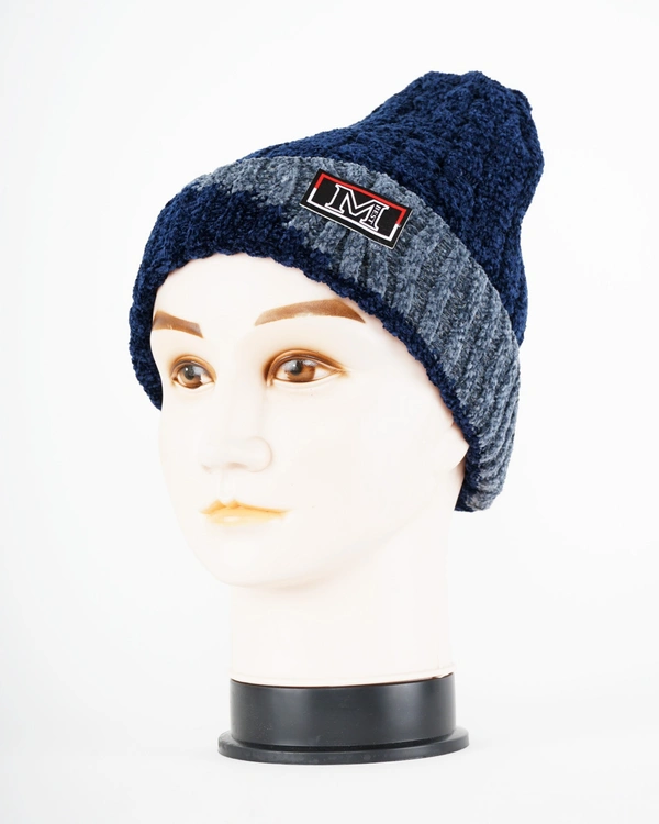 SOFT VELVET MEN HALF BEANIE CAP WITH INSIDE FURR MIX COLOR PACK ONLY  - free, 6