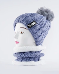 GIRLS& LADIES WOOLEN WITH NECK WARMER & CAP WITH INSIDE FURR COLOR - MULTI PRINTS & COLORS PACK ONLY - free, 6