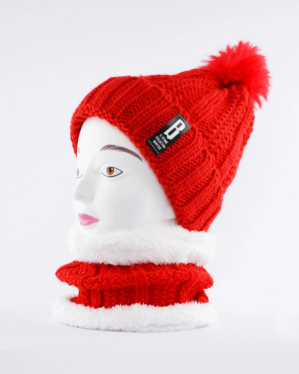 GIRLS& LADIES WOOLEN WITH NECK WARMER & CAP WITH INSIDE FURR COLOR - MULTI PRINTS & COLORS PACK ONLY - free, 6