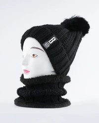 GIRLS& LADIES WOOLEN WITH NECK WARMER & CAP WITH INSIDE FURR COLOR - MULTI PRINTS & COLORS PACK ONLY - free, 6