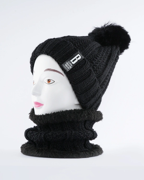 GIRLS& LADIES WOOLEN WITH NECK WARMER & CAP WITH INSIDE FURR COLOR - MULTI PRINTS & COLORS PACK ONLY - free, 6