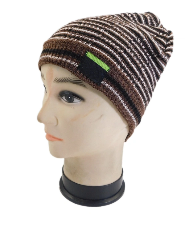 Woolen Half beanie cap with inside furr Mix color pack only - free, 6