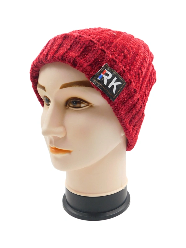 SOFT VELVET MEN HALF BEANIE CAP WITH INSIDE FURR MIX COLOR PACK ONLY  - free, 6