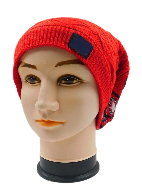 FASHNO LONG BEANIE CAP WITH INSIDE WOOL FURR MIX COLOR, - free, 6