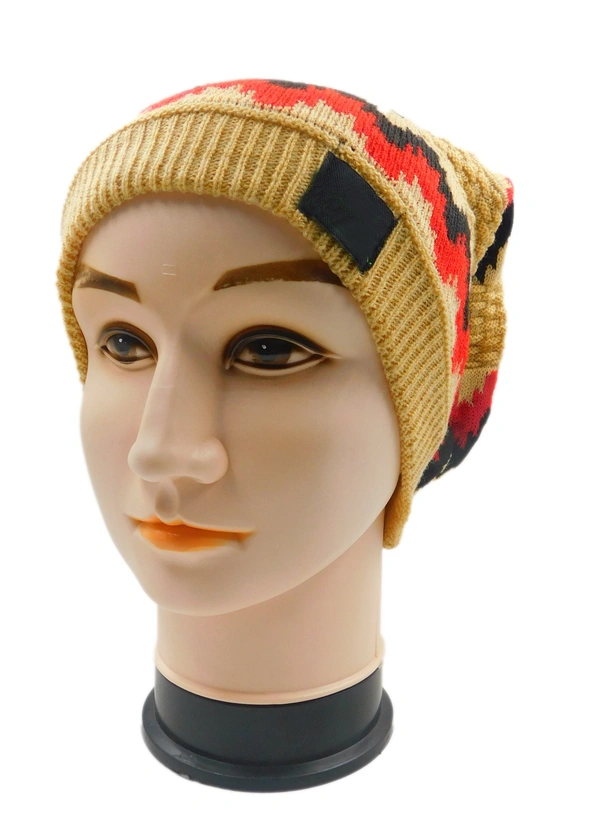 FASHNO LONG BEANIE CAP WITH INSIDE WOOL FURR MIX COLOR, - free, 6