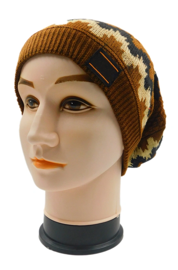 FASHNO LONG BEANIE CAP WITH INSIDE WOOL FURR MIX COLOR, - free, 6