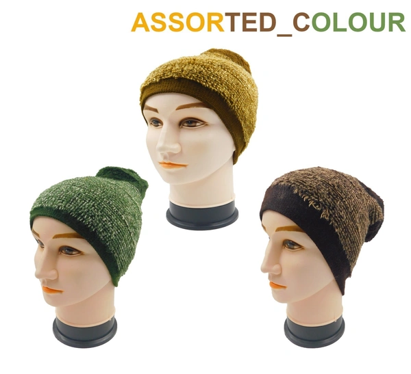 LONG BEANIE CAP WITH INSIDE WOOL FURR MIX COLOR, BEST QUALITY ASSURANCE - free, 6