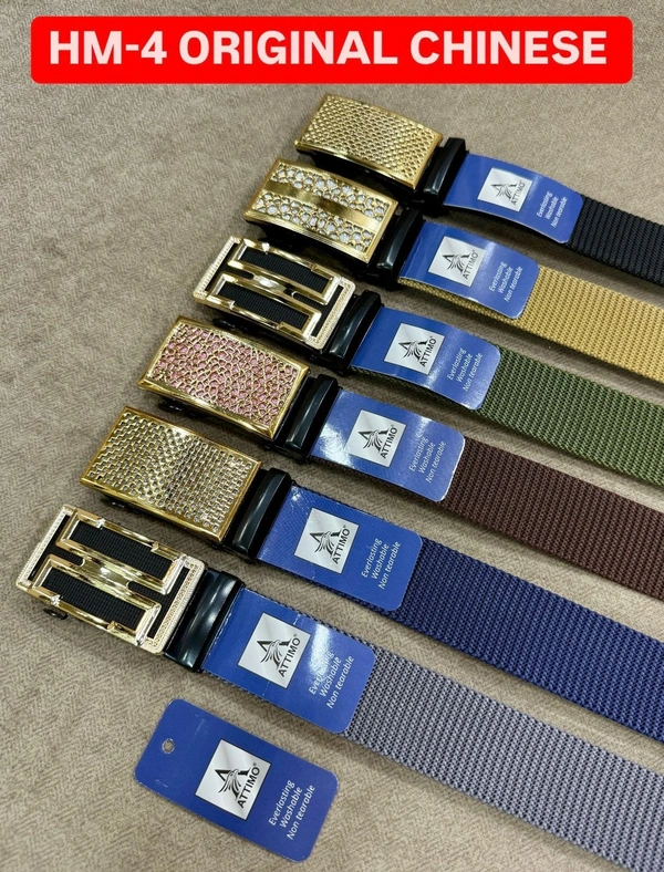 MEN'S CHINA IMPORTED NYLON MULTI COLOR MIX DESIGN AUTO BUCKLE BELT PATTI OVER SIZE WIDTH 40MM - FREE SIZE, 12