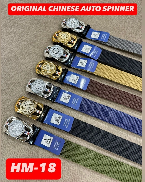 MEN'S CHINA IMPORTED NYLONE MULTI COLOR MIX DESIGN SPINNER AUTO BUCKLE BELT PATTI OVER SIZE WIDTH 40MM - FREE SIZE, 12