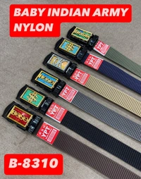 KIDS INDIAN NYLON MULTI COLOR MIX DESIGN ARMY BUCKLE BELT SIZE-36 INC LENGTH 30MM WIDTH  - FREE SIZE, 12