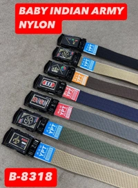 KIDS INDIAN NYLON MULTI COLOR MIX DESIGN ARMY BUCKLE BELT SIZE-36 INC LENGTH 30MM WIDTH  - FREE SIZE, 12