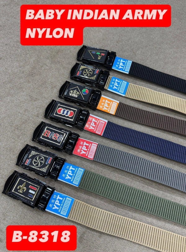 KIDS INDIAN NYLON MULTI COLOR MIX DESIGN ARMY BUCKLE BELT SIZE-36 INC LENGTH 30MM WIDTH  - FREE SIZE, 12