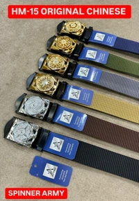 MEN'S CHINA IMPORTED NYLONE MULTI COLOR MIX DESIGN SPINNER ARMY BUCKLE BELT PATTI -OVER SIZE -WIDTH-40MM - FREE SIZE, 12