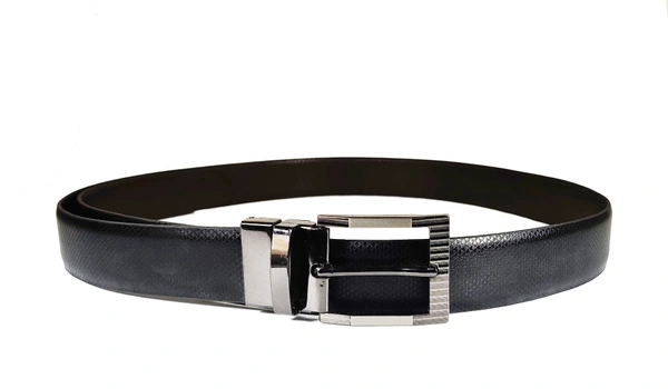 MEN'S  PU LEATHER BLACK COLOR REVERSIBLE KANTA BUCKLE BELT SIZE-(LENGTH-45 INCH,WIDTH-35MM) - SIZE-(LENGTH-45 INCH,WIDTH-35MM), 6