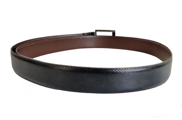 MEN'S  PU LEATHER BLACK COLOR REVERSIBLE KANTA BUCKLE BELT SIZE-(LENGTH-45 INCH,WIDTH-35MM) - SIZE-(LENGTH-45 INCH,WIDTH-35MM), 6