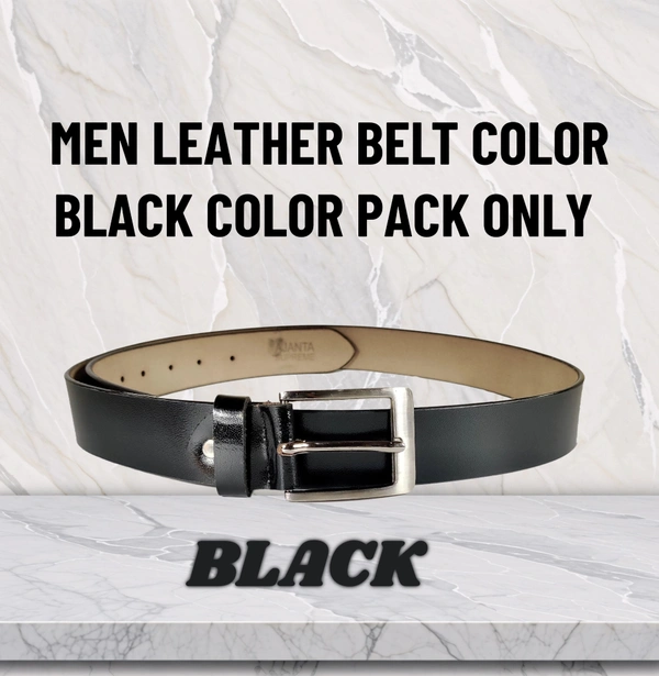 "MEN'S LEATHER BLACK COLOR KANTA BUCKLE BELT  SIZE-(LENGTH-OVER SIZE,WIDTH-35MM" - SIZE-(LENGTH-OVER SIZE,WIDTH-35MM, 6