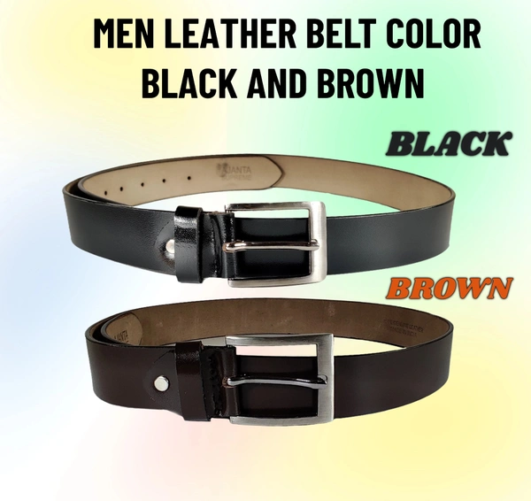 MEN'S LEATHER BLLACK AND BROWN  COLOR KANTA BUCKLE BELT  - SIZE-(LENGTH-OVER SIZE,WIDTH-35MM, 6