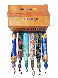 BRAND ORANGE MANUAL OPEN 8 KADI 2 FOLD MIX PRINTED  UMBRELLA (PACK OF 24 PIECES) - FREE, 24