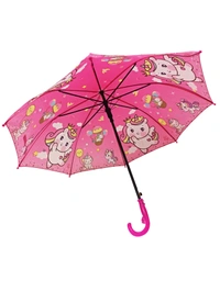 POLYSTER MULTI CARTOON PRINTED MIX COLOR   KIDS UMBRELLA SIZE 19 INCHES  - FREE, 6