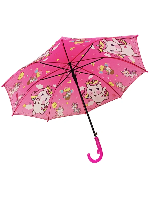 POLYSTER MULTI CARTOON PRINTED MIX COLOR   KIDS UMBRELLA SIZE 19 INCHES  - FREE, 6