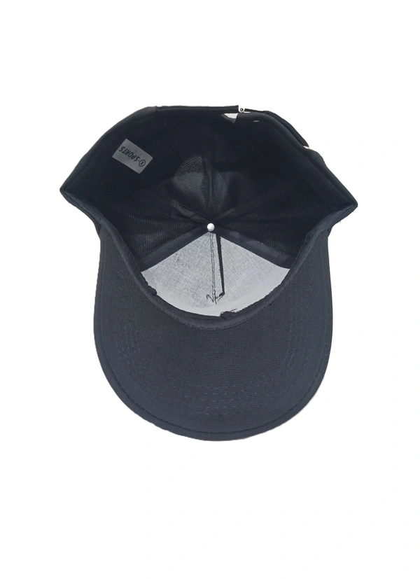 Mens China Imported Rubber Printed Flaxi Fit Material Cap Black Color-Steel Buckle Fitting - 6