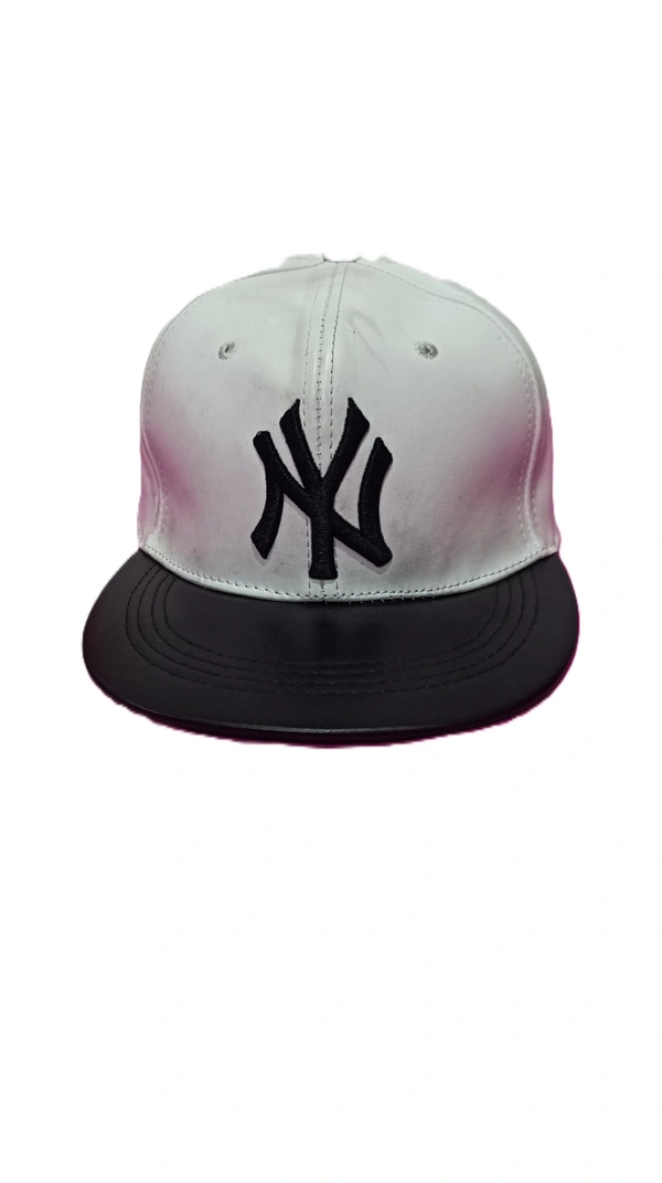 Mens China Imported Embrodary Design PU Leather Hip-Hop Cap White Color-Snapback Fitting - 12