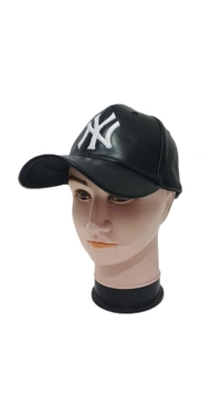 Mens China Imported Embrodary Design PU Leather Casual Cap Black Color-Snapback Fitting - 6