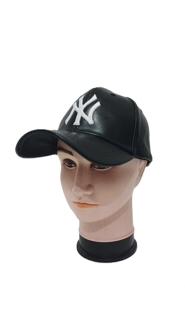 Mens China Imported Embrodary Design PU Leather Casual Cap Black Color-Snapback Fitting - 6