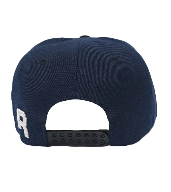 Mens China Imported Embrodary Design Leather Hood Hip-Hop Cap Deep Blue Color-Snapback Fitting - 12