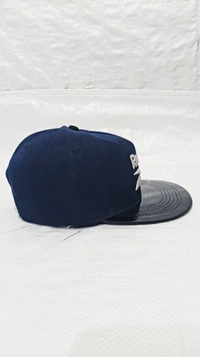 Mens China Imported Embrodary Design Leather Hood Hip-Hop Cap Deep Blue Color-Snapback Fitting - 12