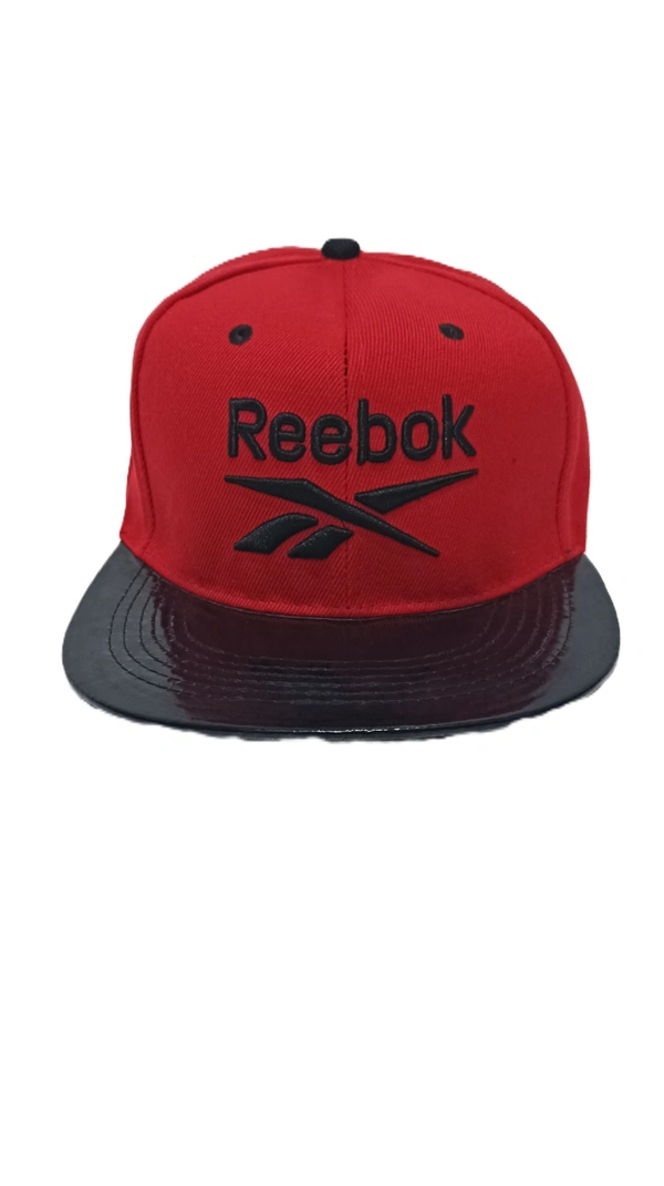 Mens China Imported Embrodary Design Leather Hood Reebok Logo Hip-Hop Cap Red Color-Snapback Fitting - 12