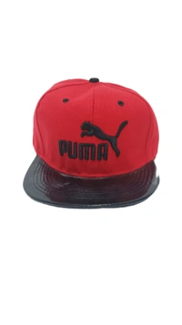 Mens China Imported Embrodary Design Leather Hood Puma Logo Hip-Hop Cap Red Color-Snapback Fitting - 12