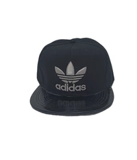Mens China Imported Embrodary Design Leather Hood Adidas Logo Hip-Hop Cap Black Color-Snapback Fitting - 12